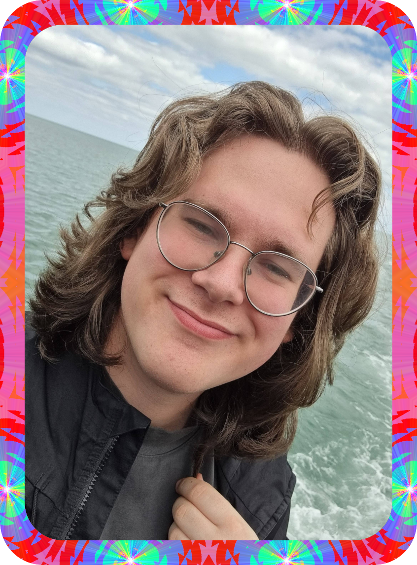 A picture of Jake Penny in a psychedelic frame.